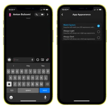 Snapchat Tests Dark Mode to Select iOS Users