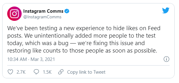 Instagram is Testing to Hide "Like" Counts