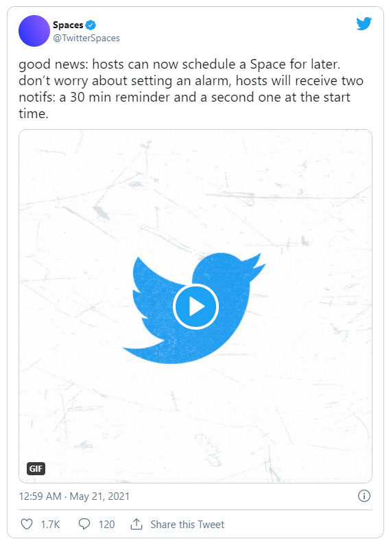 Twitter Enables Scheduling Spaces