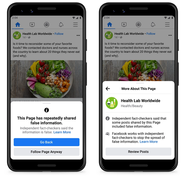 Facebook Redesigns Its Misinformation Alerts