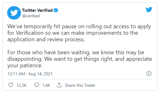 Twitter Pauses the Rollout of Its New Verification Process