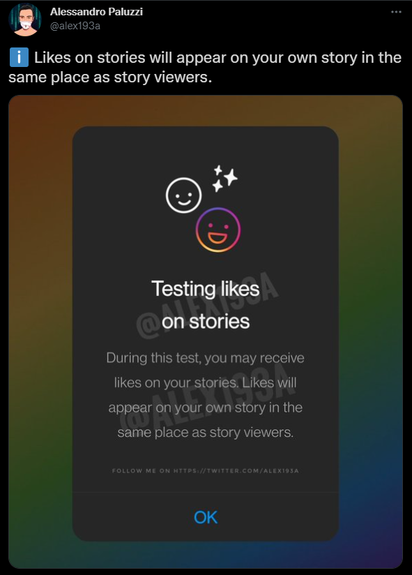 Instagram Tests “Likes” on Stories