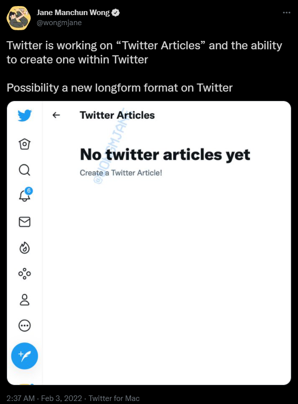 Twitter Tests New "Articles" Option for Long-Form Posts