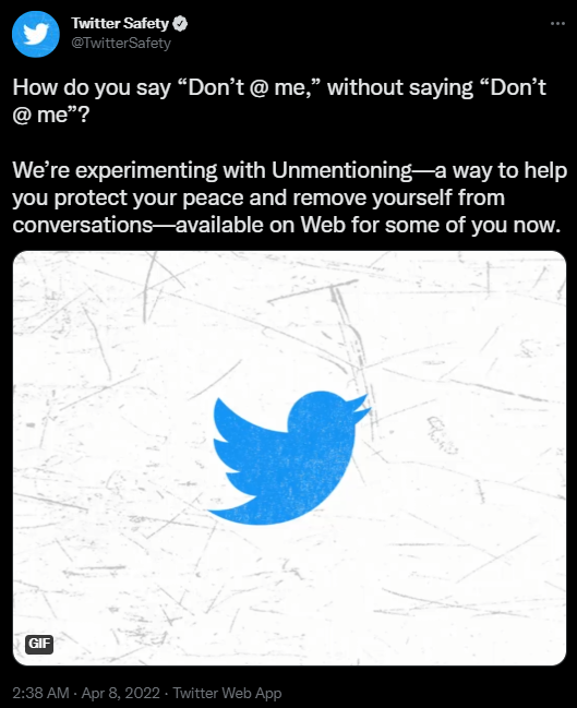 Twitter Tests “Unmentioning”