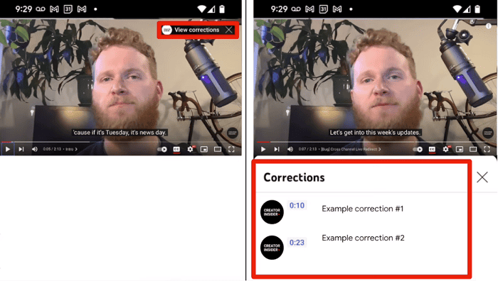 YouTube Launches Corrections