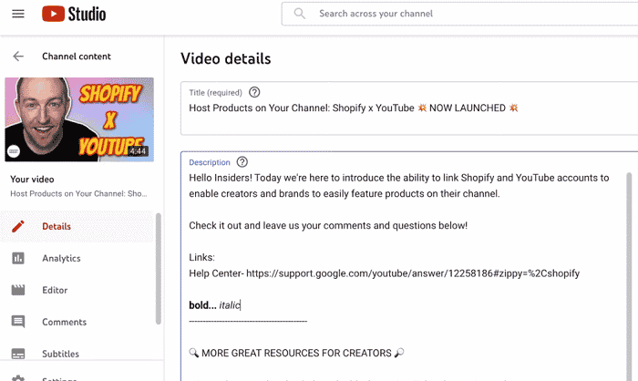 YouTube Enables Text Markup Options