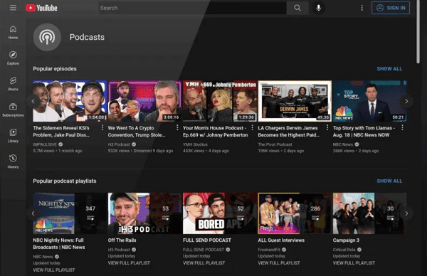 YouTube Podcasts Go Live