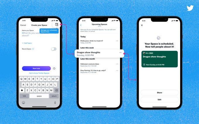  Twitter Allows Scheduling 10 Spaces Broadcasts at Once