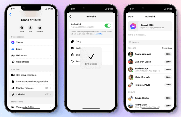 Messenger Enables Group Chat Links