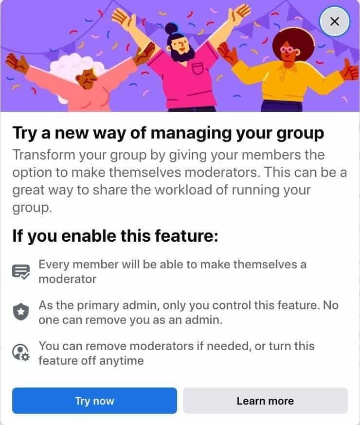 Facebook Adds a New Group Option that Lets Users Become Moderators