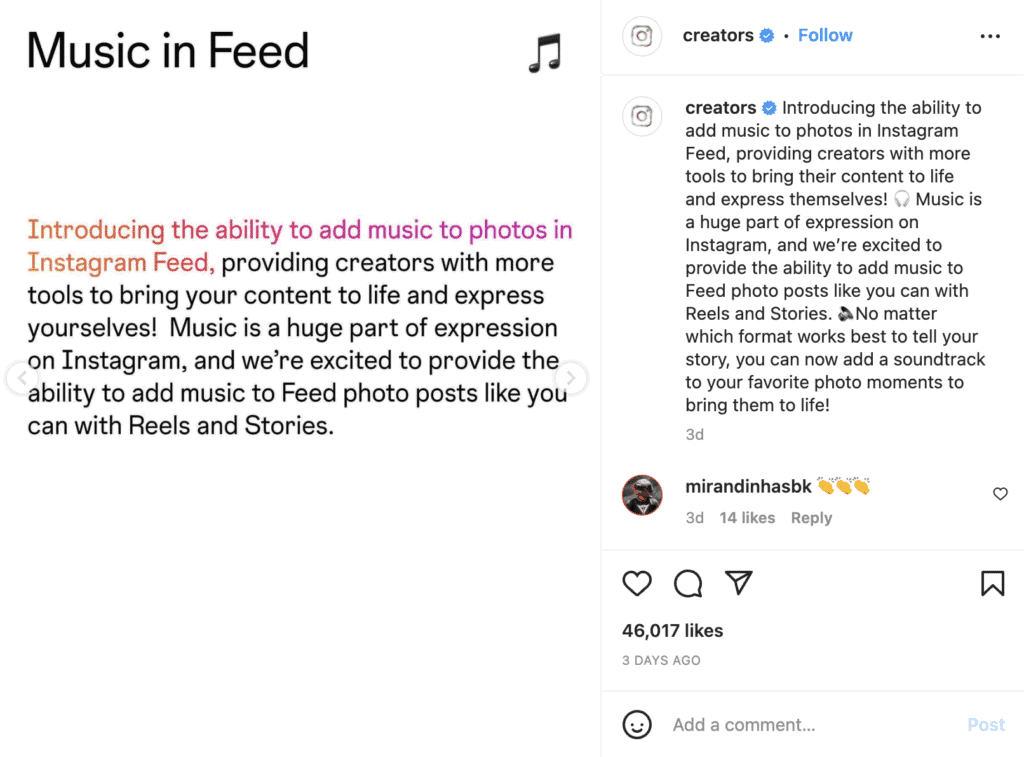 Instagram Allows Users to Add Music to Still Image Posts