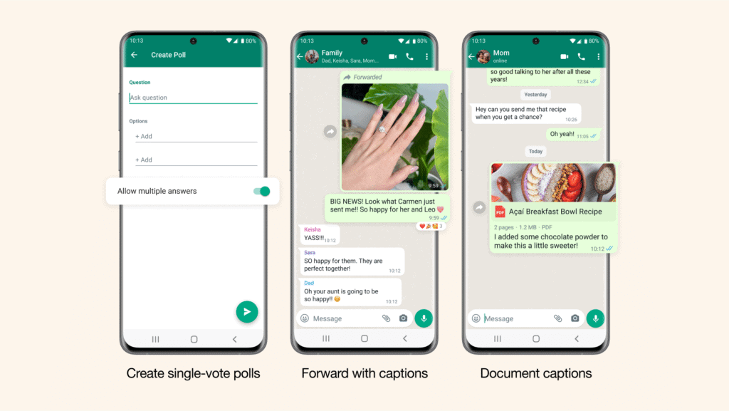 WhatsApp Enhances Engagement with New Polls and Caption Features